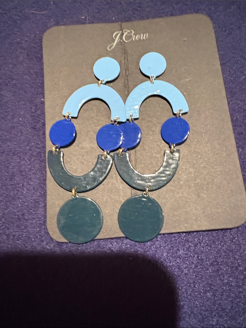 J. Crew Multi-Blue Tiered Geometric Dangle Earrings